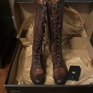 Frye Melissa tall lace leather boots